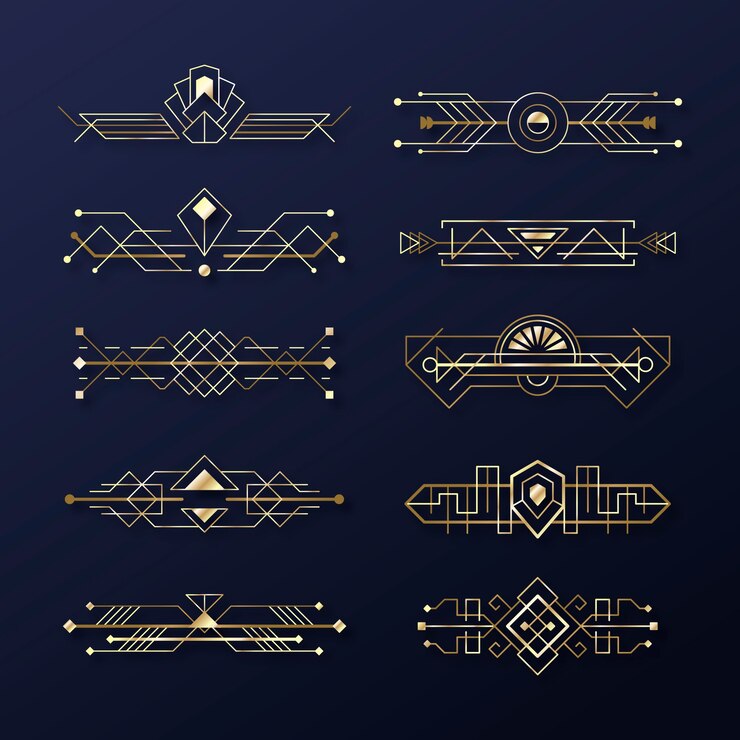 Vector gratuito conjunto de adornos art decó