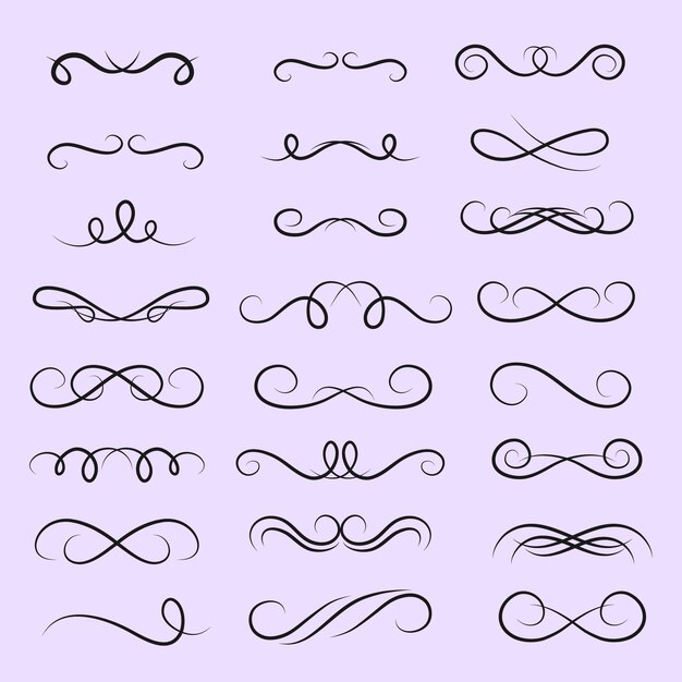 Conjunto de adornos caligráficos para boda