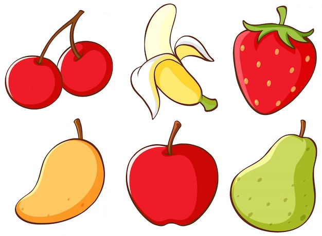 Vector gratuito conjunto aislado de frutas