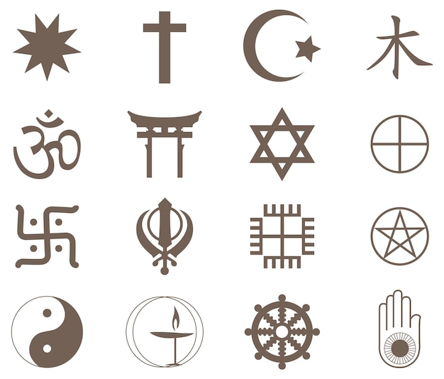 Conjunto aislado de símbolos religiosos