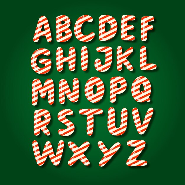 Conjunto de alfabeto de navidad de bastón de caramelo
