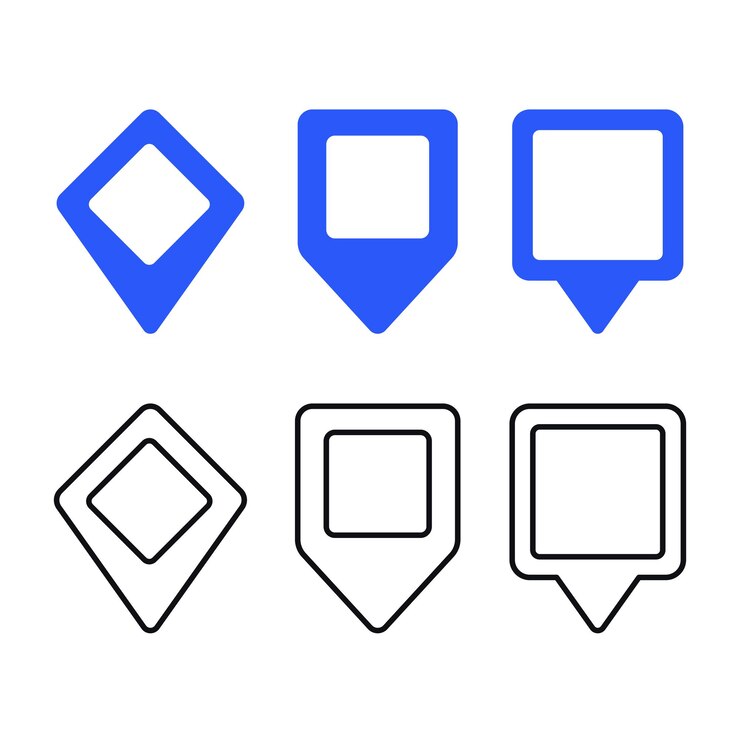 Vector gratuito conjunto de alfileres de ubicación de la forma rectangular