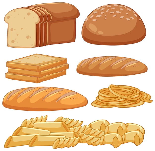 Conjunto de alimentos de carbohidratos