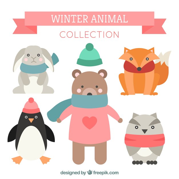 Conjunto de animales de bosque en estilo flat