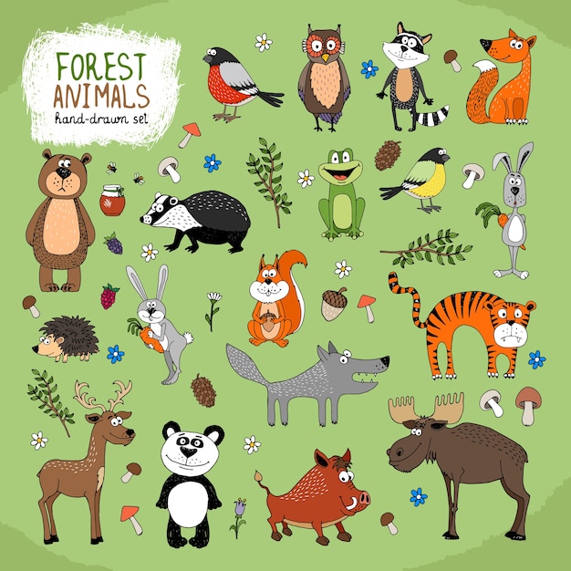 Conjunto de animales del bosque