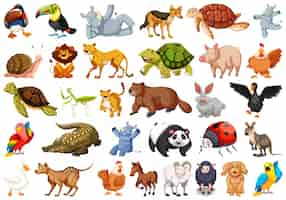 Vector gratuito conjunto de animales salvajes