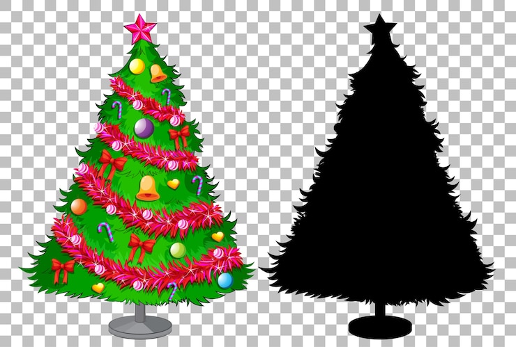 Vector gratuito conjunto de árbol de navidad en transparente
