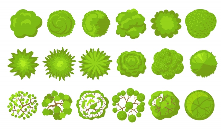 Vector gratuito conjunto de árboles verdes
