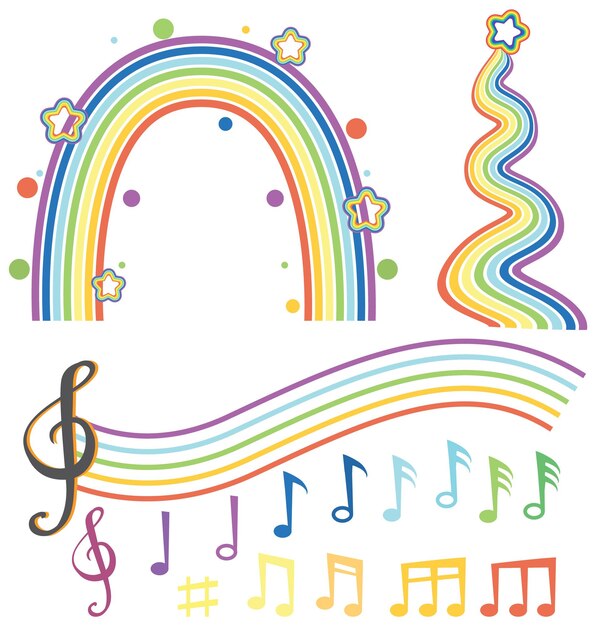 conjunto, de, arco iris, señal, y, símbolo