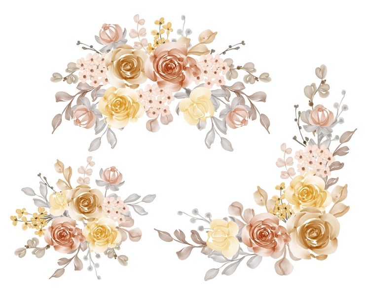 Vector gratuito conjunto de arreglo de flor hermosa naranja amarillo