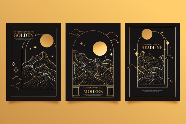 Conjunto de arte de línea de diseño de portada