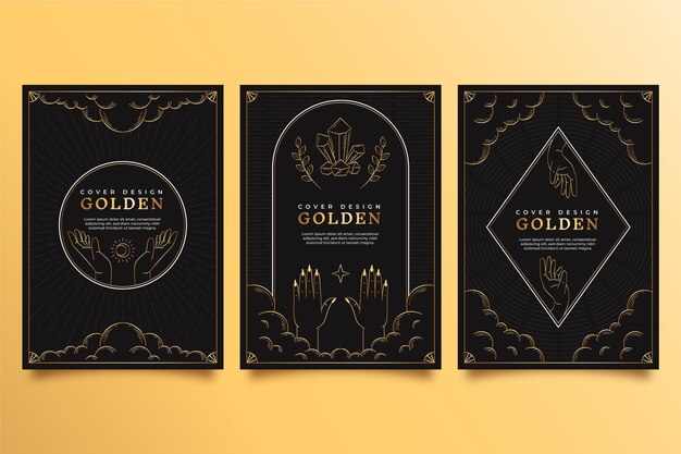 Conjunto de arte de línea de diseño de portada