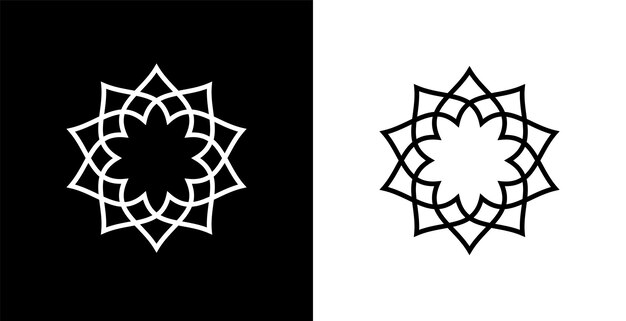 conjunto de arte de línea simetría forma circular en estilo islámico