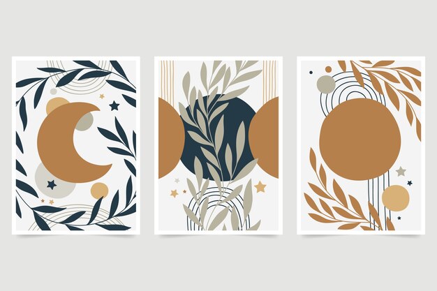 Conjunto de arte de pared boho dibujado a mano
