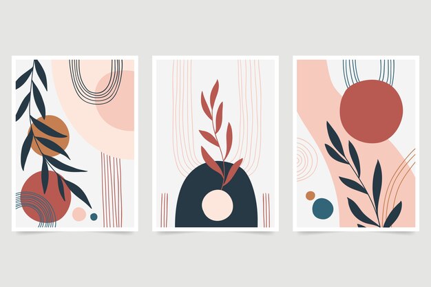Conjunto de arte de pared boho dibujado a mano