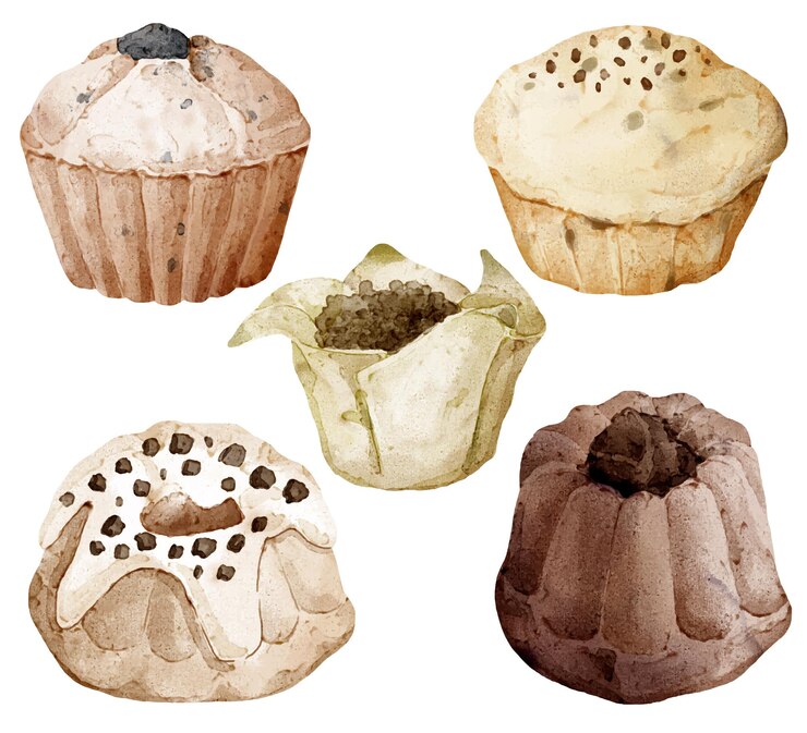 Vector gratuito conjunto de artículos de pan y productos de panadería para elementos de cafetería y escaparate de panadería.