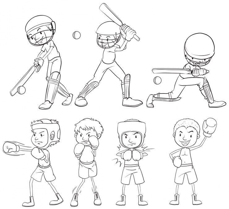 Vector gratuito conjunto de atleta boceto