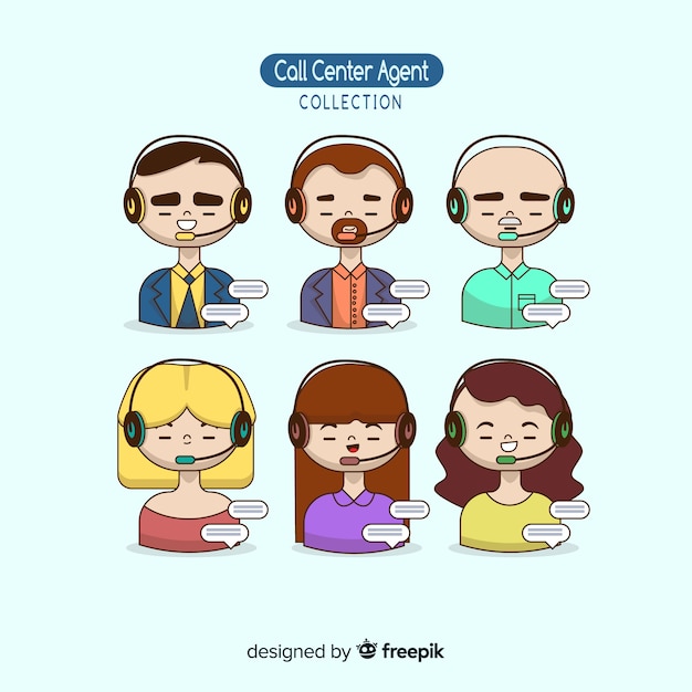Conjunto de avatares de call center