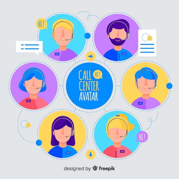 Vector gratuito conjunto de avatares de call center