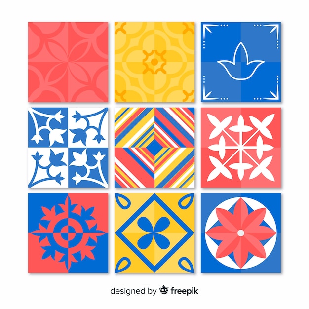 Vector gratuito conjunto de azulejos creativos coloridos