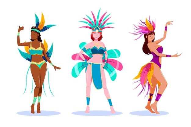 Conjunto de bailarina de carnaval brasileño