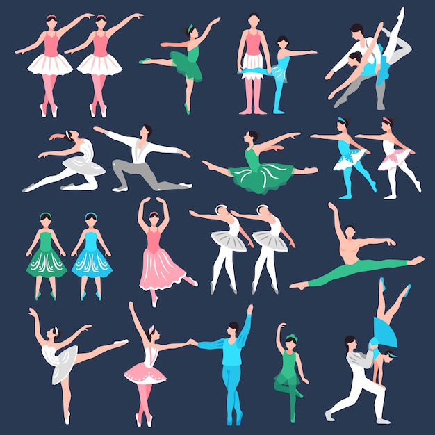 Vector gratuito conjunto de bailarines de ballet