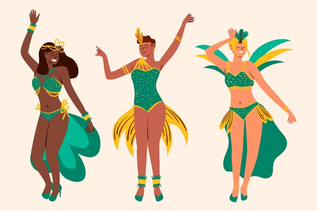 Conjunto de bailarines de carnaval brasileño