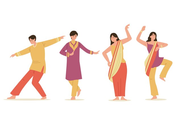 Conjunto de baile creativo de personas de fiesta de bollywood