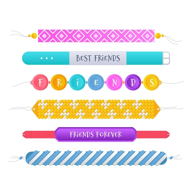 Conjunto de bandas de amistad colorido