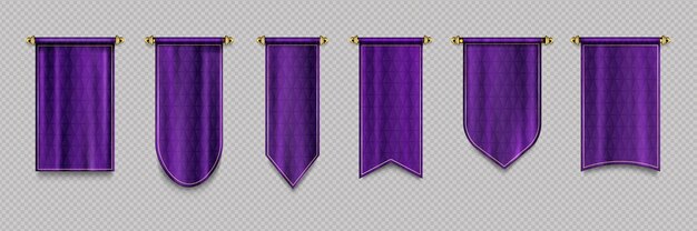 Conjunto de bandera banderín morado