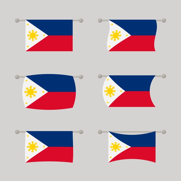 Conjunto de bandera filipina de diseño plano