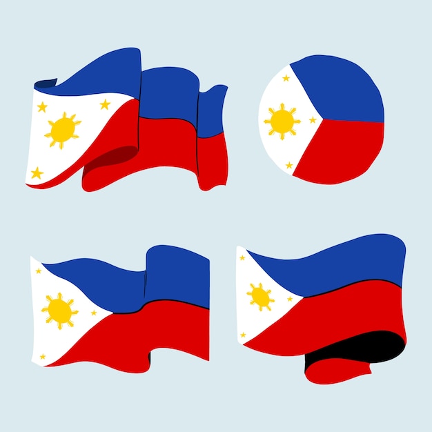 Conjunto de banderas planas de filipinas