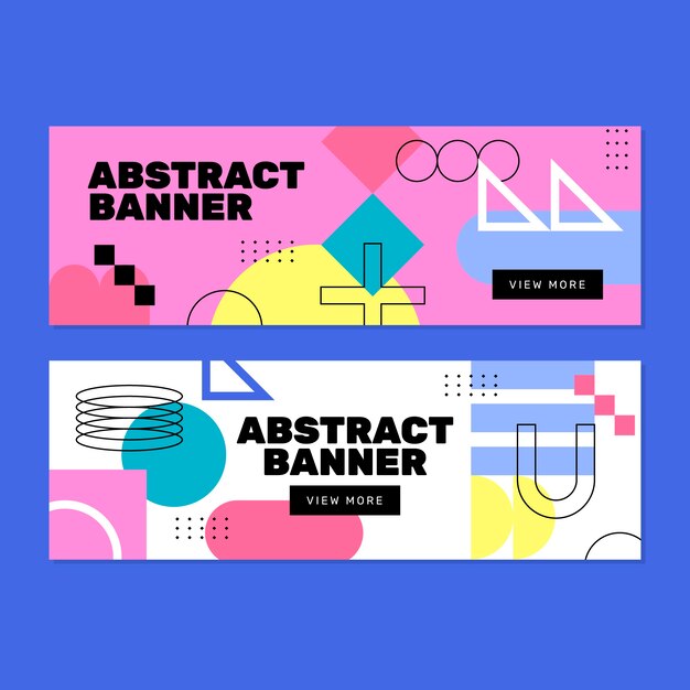 Conjunto de banner abstracto de diseño plano