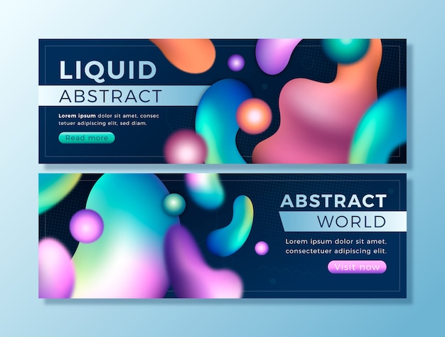 Conjunto de banner abstracto líquido degradado