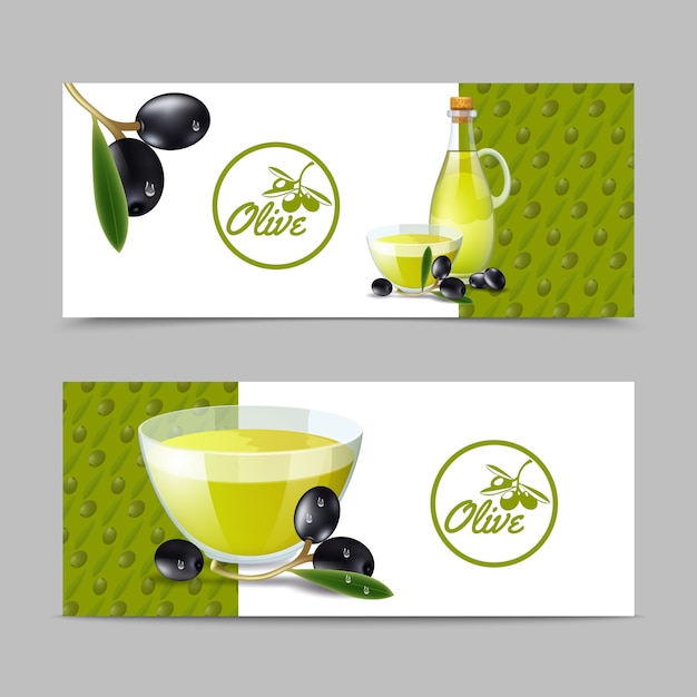 Conjunto de banner de aceite de oliva