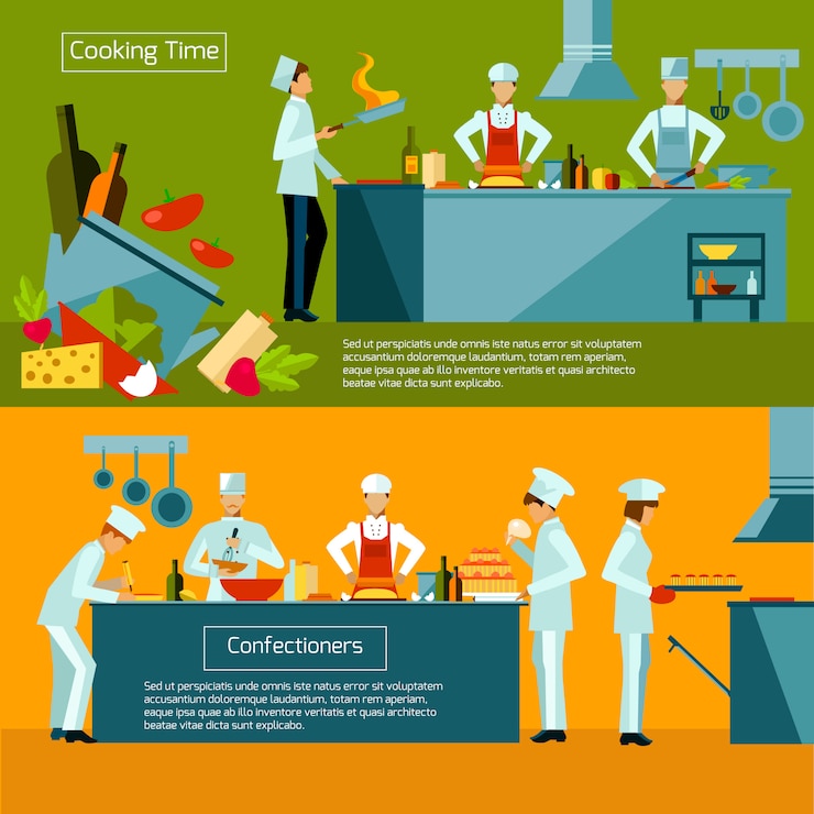 Vector gratuito conjunto de banner de cocina