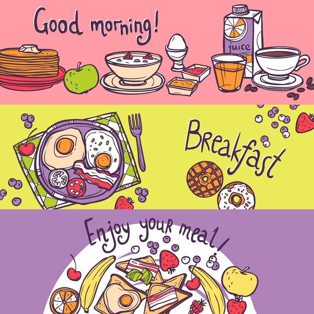 Conjunto de Banner de desayuno