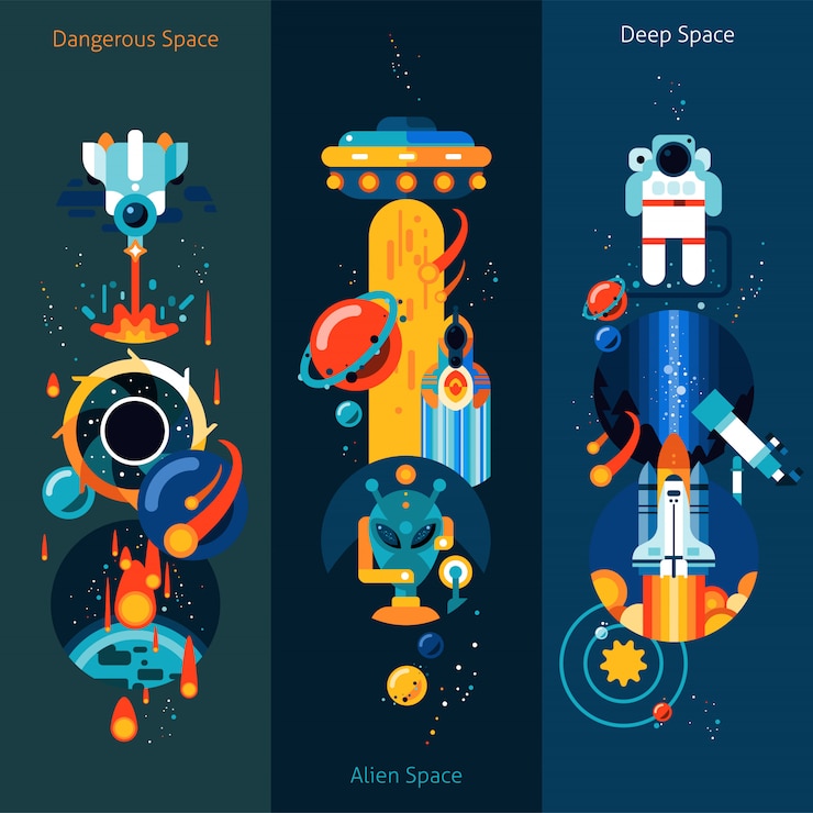 Vector gratuito conjunto de banner de espacio