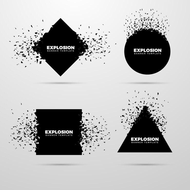 Vector gratuito conjunto de banner de explosión geométrica