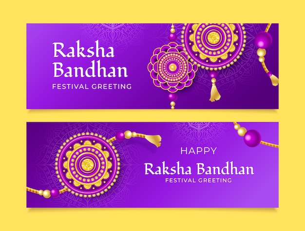 Vector gratuito conjunto de banner feliz raksha bandhan