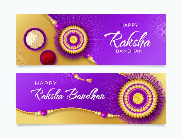 Vector gratuito conjunto de banner feliz raksha bandhan