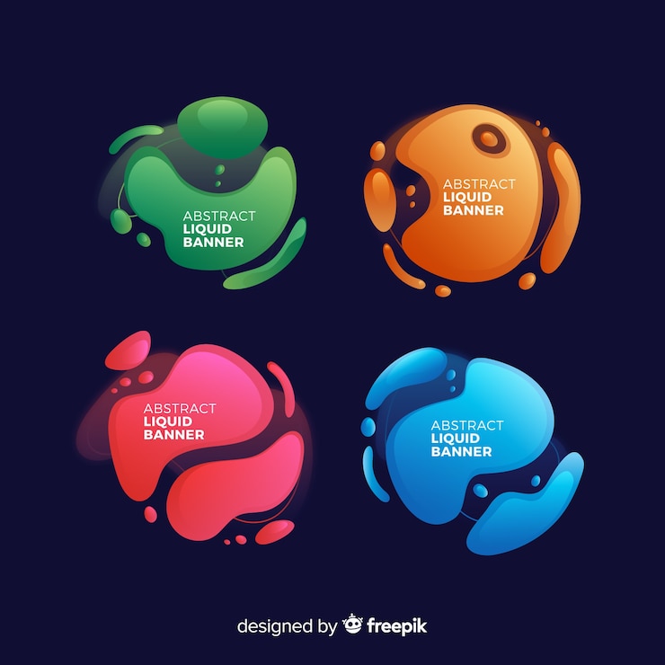 Vector gratuito conjunto de banner de forma líquida abstracta
