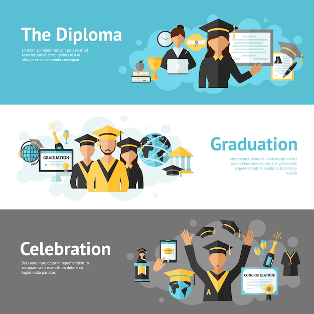 Vector gratuito conjunto de banner de graduación