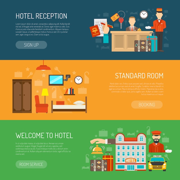 Vector gratuito conjunto de banner de hotel