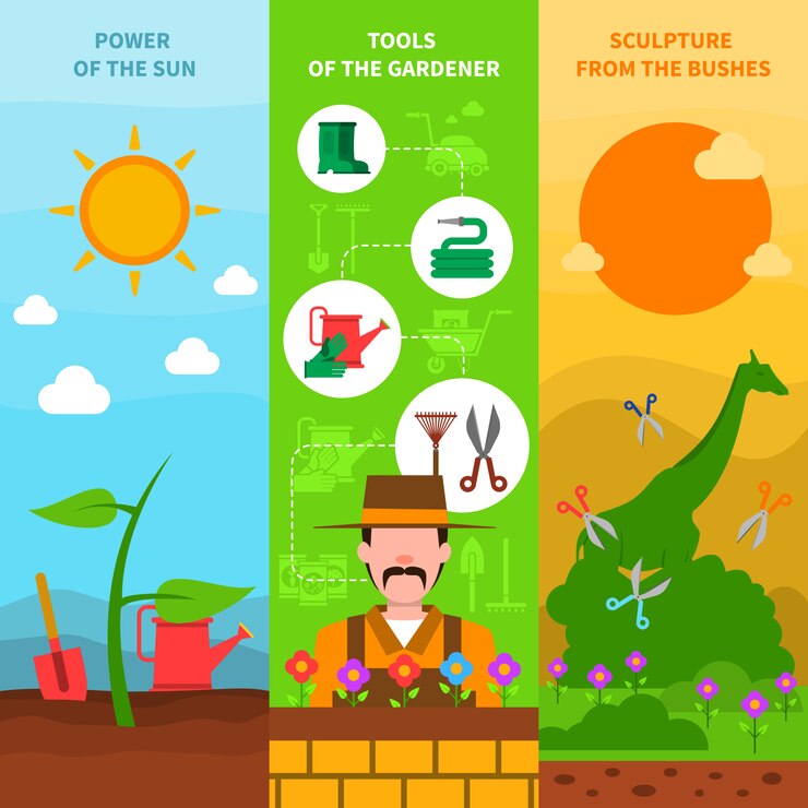 Vector gratuito conjunto de banner de jardinería