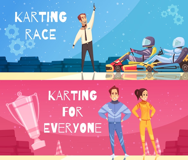 Vector gratuito conjunto de banner de karting