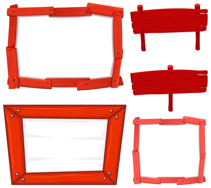 Vector gratuito conjunto de banner de letrero de madera en color rojo.