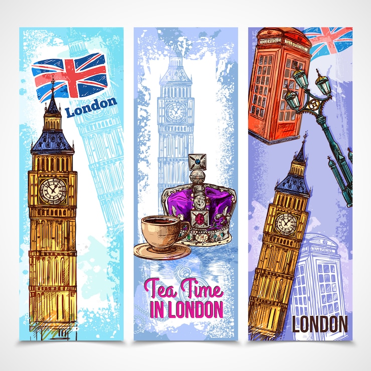 Vector gratuito conjunto de banner de londres