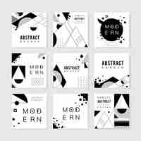 Vector gratuito conjunto de banner moderno blanco y negro abstracto