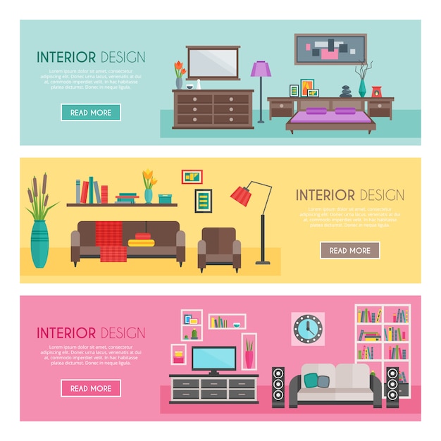 Vector gratuito conjunto de banner de muebles planos